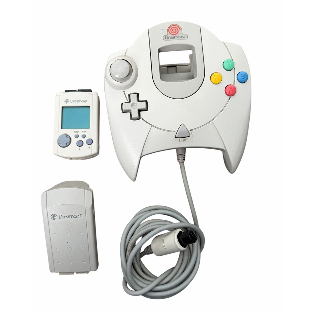 SEGA Dreamcast Controller Gray VMU Memory Card & Rumble Pack READ